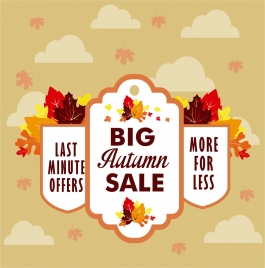 autumn sales banner falling leaves design style
