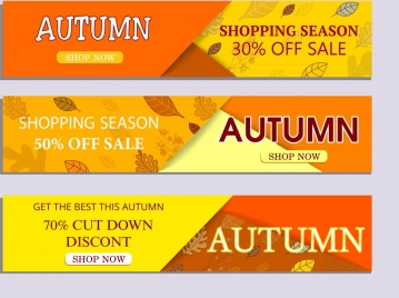 autumn sales bannerts horizontal design leaf icons ornament