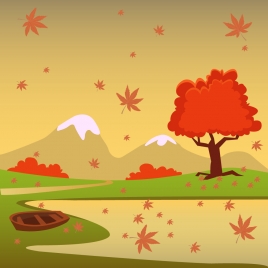 autumn scenery vector illustration with cartoon style