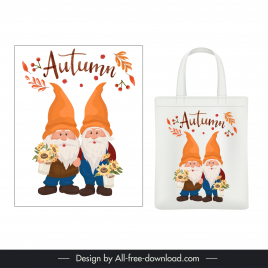 autumn tote bag template cute cartoon