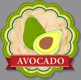 avocado logotype green circle sketch hand drawn style