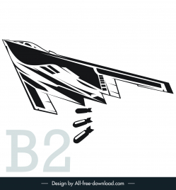 b2 bomber aircraft icon silhouette black white sketch