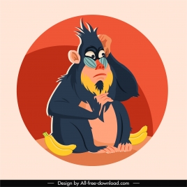 baboon icon funny cartoon character sketch