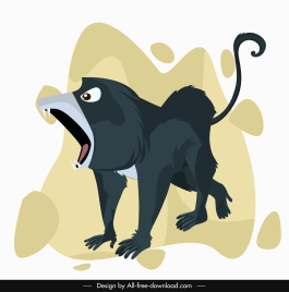 baboon primate icon agressive gesture cartoon character design