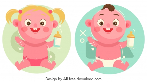 Baby boy girl icons cute cartoon characters sketch vectors stock for free  download about (18) vectors stock in ai, eps, cdr, svg format .