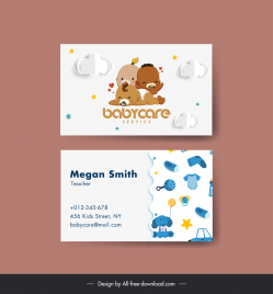 baby care business card template cute kids toys elements