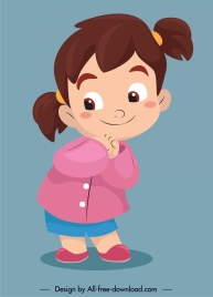 baby girl icon cute cartoon character sketch