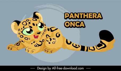 baby jaguar icon cute cartoon sketch