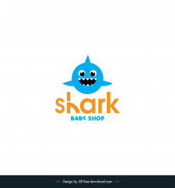 baby shark shop  logo template flat classic cartoon outline