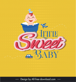 baby shower banner template cute funny bathing kid cartoon design