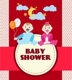 baby shower card kids stars moon cloud ornament