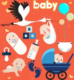 baby shower design elements classical icons