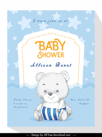 baby shower invitation card template cute teddy bear stars