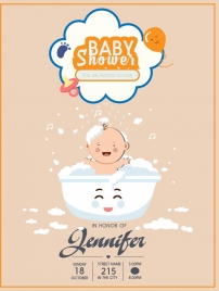 baby shower poster washing kid icon cute design