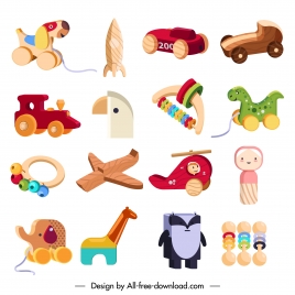 baby toys icons colorful modern 3d sketch