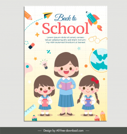 back to school banner template cute flat cartoon