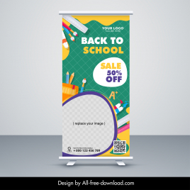 back to school banner template design education tools