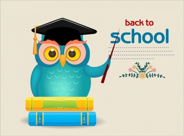 back to school poster wise owl icon decor