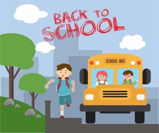 back to school theme boy and bus design