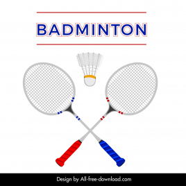 badminton sport advertising banner modern symmetric flat sketch