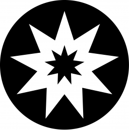 bahai religion sign icon flat black white contrast star shapes circle sketch