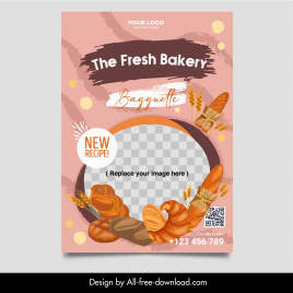 bakery flyer template classic bagguette food