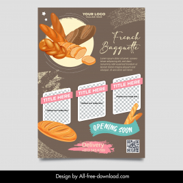 bakery flyer template contrast classic bread checkered
