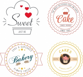 bakery logo collection classical flat sketch