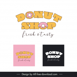 bakery logo flat stylized texts donut