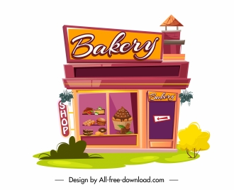 bakery store icon colorful flat sketch