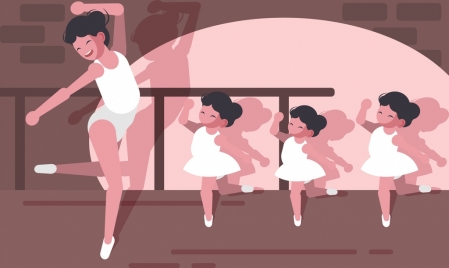 ballet painting female dancers kids icons decor cartoon design