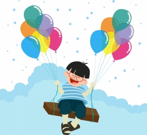 balloon background design smiling kid decoration