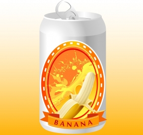 banana juice advertisement metallic white can ornament