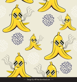 banana pattern template funny stylized sketch classic repeating