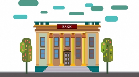 bank architecture sketch in color classical style