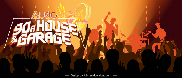 banner 90a house and garage music template dynamic silhouette