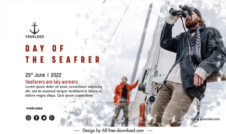 banner day of the seafarer template dynamic realistic  men sailboat decor