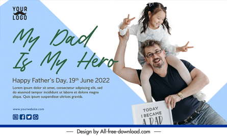 banner my dad is my hero template cute dynamic realistic design