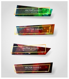 banner sets design with horizontal colorful glassy style