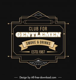 bar club logo template dark classic flat symmetry
