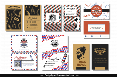barber shop business card templates collection elegant classic