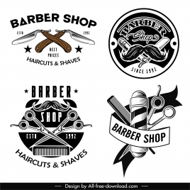 barber shop logo templates classical tools elements decor