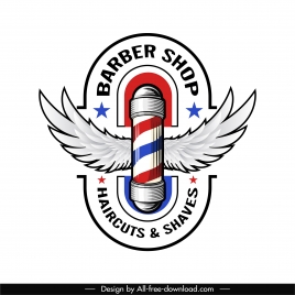 barber shop logotype modern shiny design wings decor