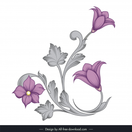 baroque vintage floral ornaments design elements stylized ruellia simplex handdrawn