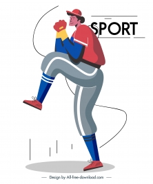 baseball player icon motion sketch cartoon character