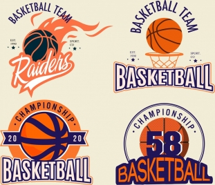 basketball logotypes ball fire calligraphic decor