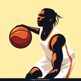 basketball player design elements dark silhouette cartoon