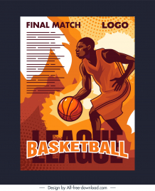 basketball poster template dynamic cartoon player