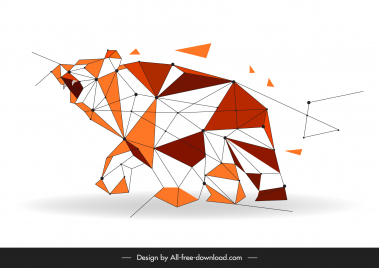 bear forex trading design element icon dynamic geometric low polygonal sketch