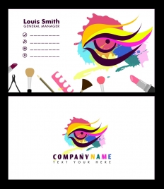 beauty name card template colorful makeup eye ornament
